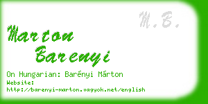 marton barenyi business card